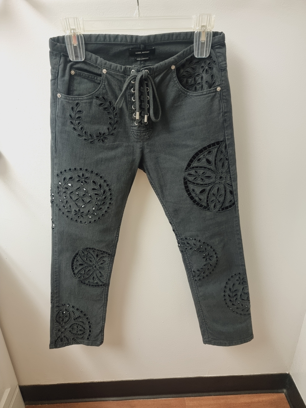 Isabel Marant Black Lace-Up Front Jeans Size 36